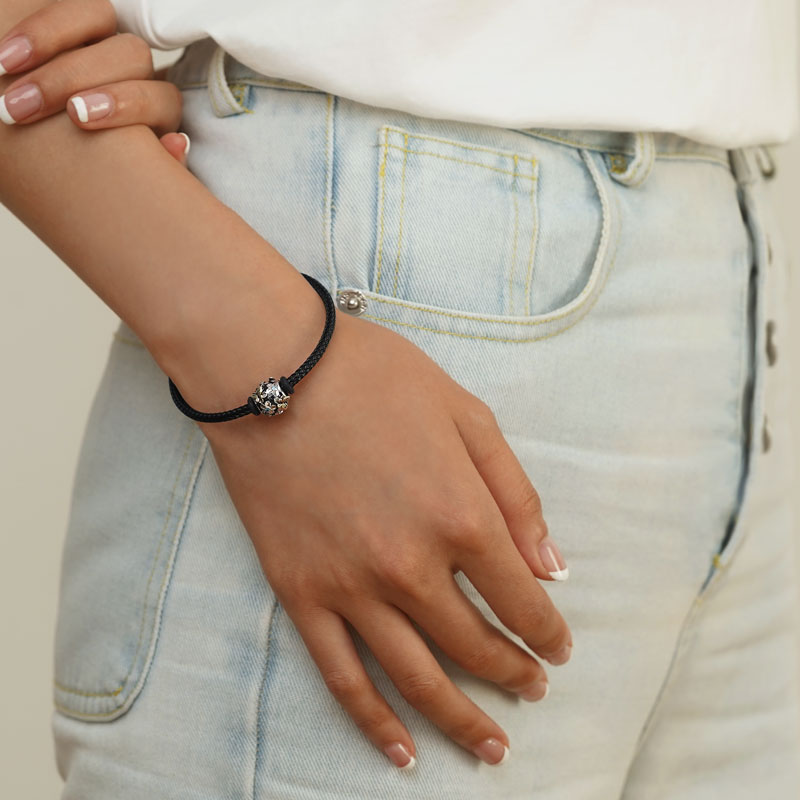 Gnoce Black Basic Bracelet with 2 Pieces of Stoppers_7