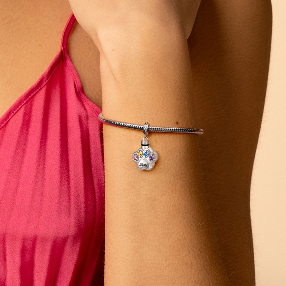 Gnoce Engravable Paw Urn Ashes Charm Platinum-plated Silver Blend_8