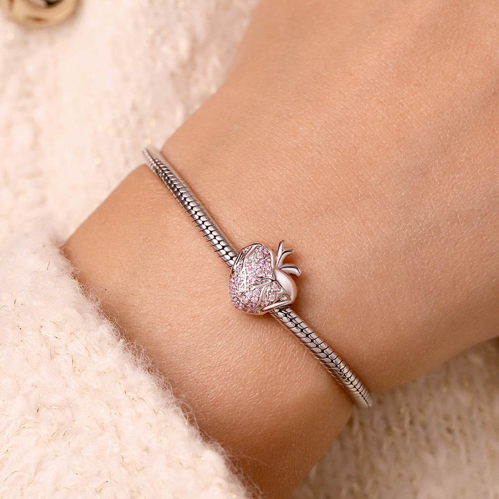 Gnoce Pink Crystal Engravable Heart Charm_6