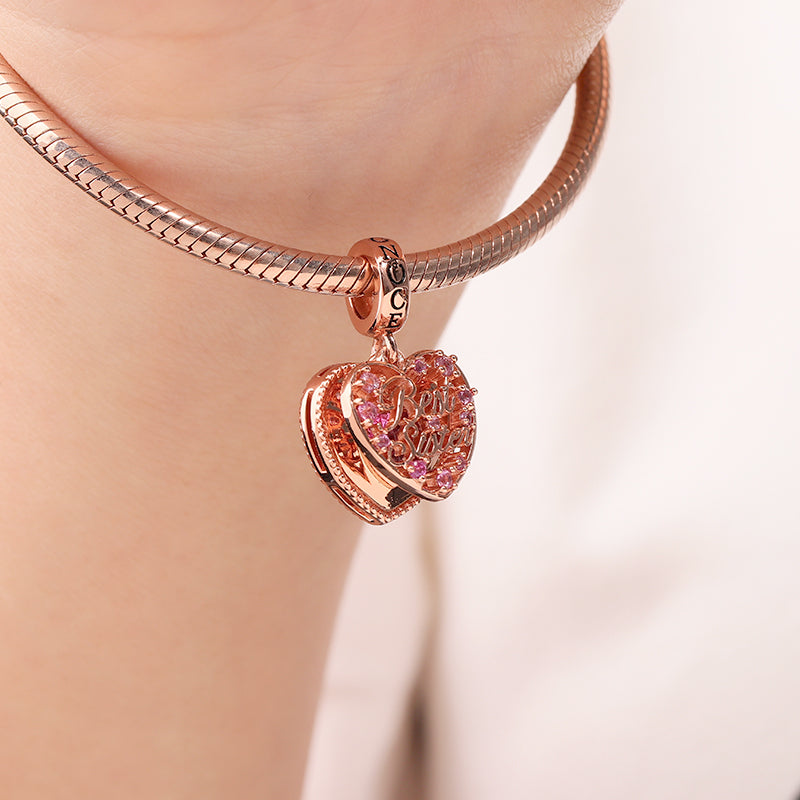 Best Sister Heart Charm Pendant Rose Gold Plated 925 Sterling Silver_3