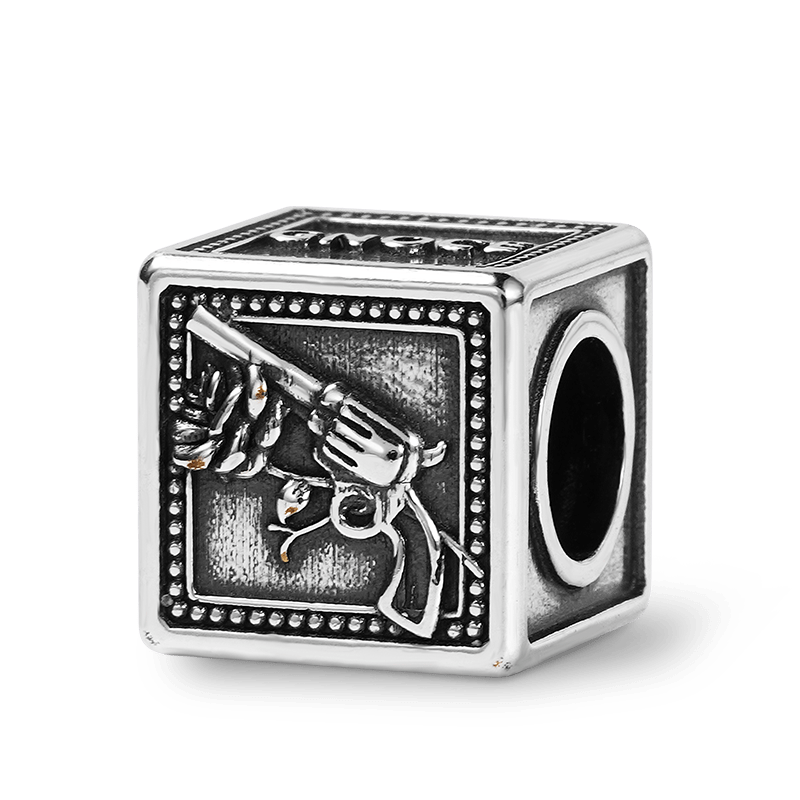 Gun & Rose Men's Vintage Bead S925 Sterling Silver with Gift Copper Black Leather Men's Bracelet Jewelry for Men_2