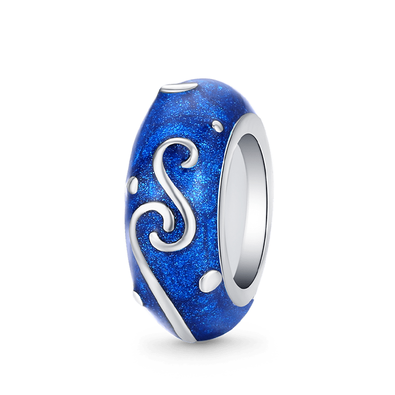 Romantic Starry Sky Stopper for Charm Bracelets 925 Sterling Silver with Blue Enamels_1