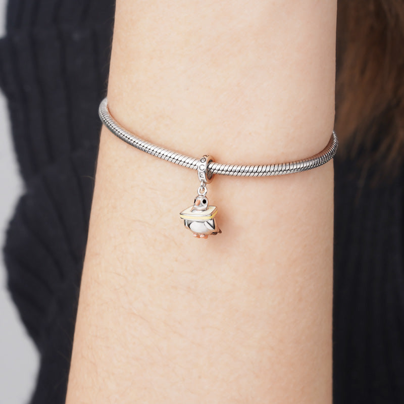 “I Love Bread” Pigeon Pendant Dangle Charm 925 Sterling Silver_3