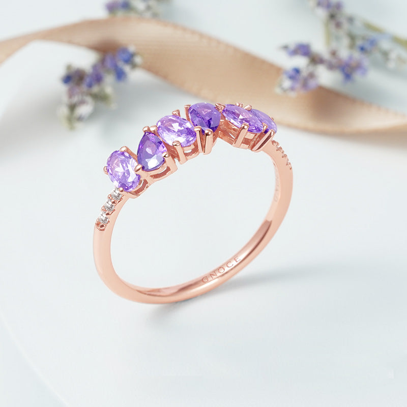 Purple Peal&Oval Cuts Gems Ring 925 Sterling Silver_3