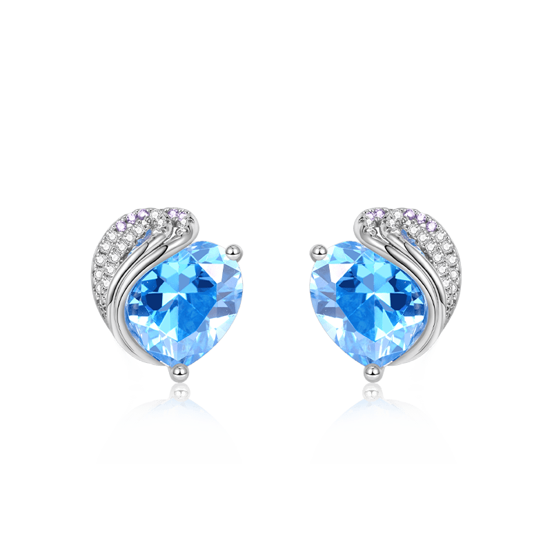Gnoce Blue Knotted Heart Stud Earrings_1