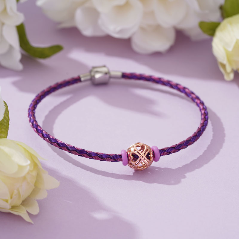 Gnoce Pink Purple Basic Bracelet with 2 Pieces of Stoppers_3