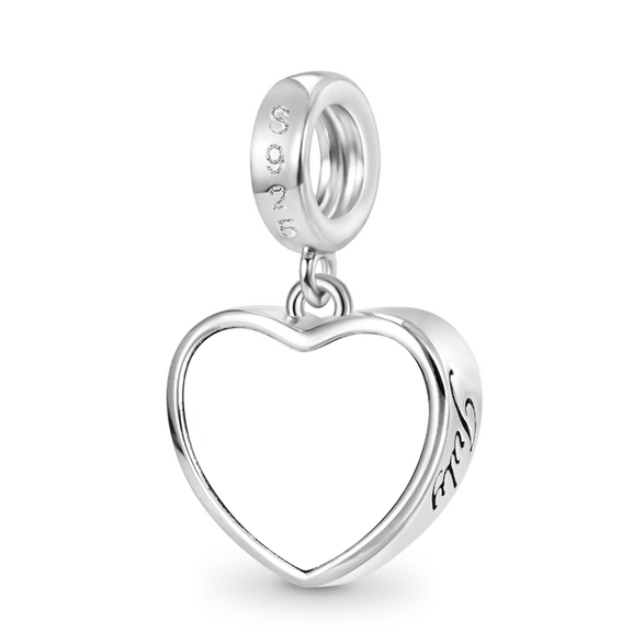Gnoce Encanto grabable en forma de corazón de piedra de nacimiento de julio Aleación de plata chapada en platino