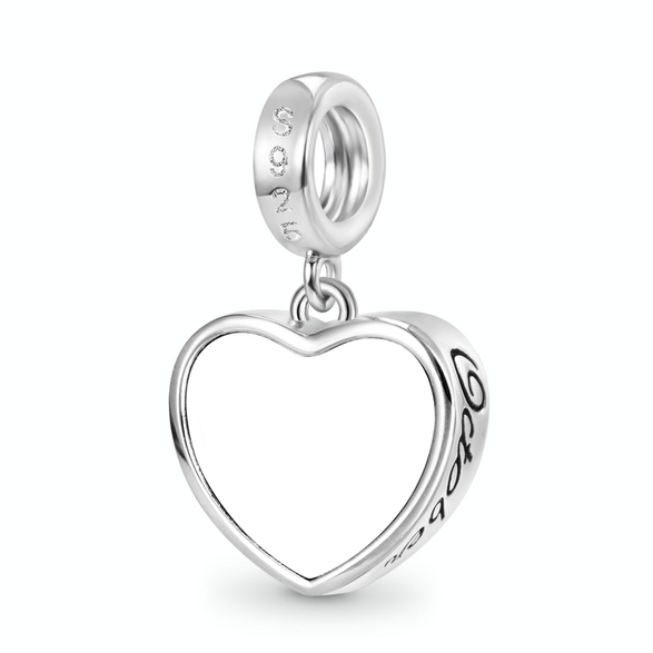 Gnoce Encanto grabable en forma de corazón de piedra de nacimiento de octubre Aleación de plata chapada en platino