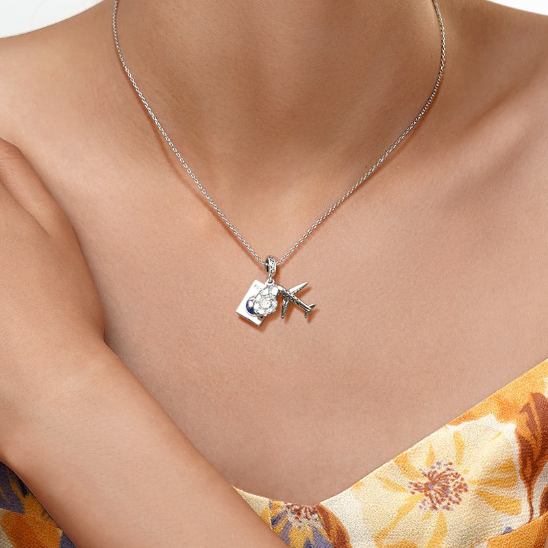 Gnoce Airplane, Passport & Conch Triple Pendant Dangle Charm_6