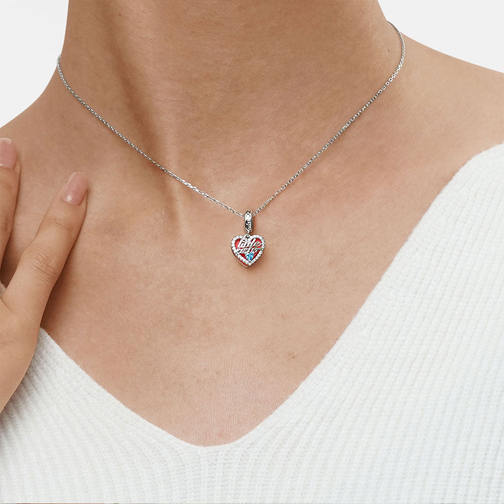 Gnoce "Little Sister" Heart Double Pendant Dangle Charm_6