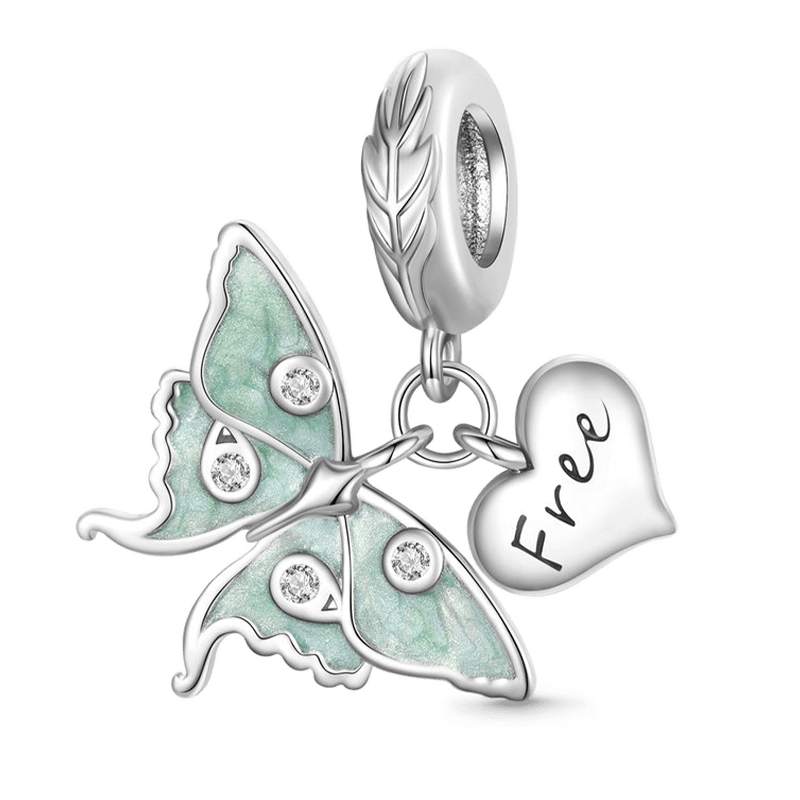Gnoce Sparkling Butterfly Heart Double Pendant Dangle Charm_1