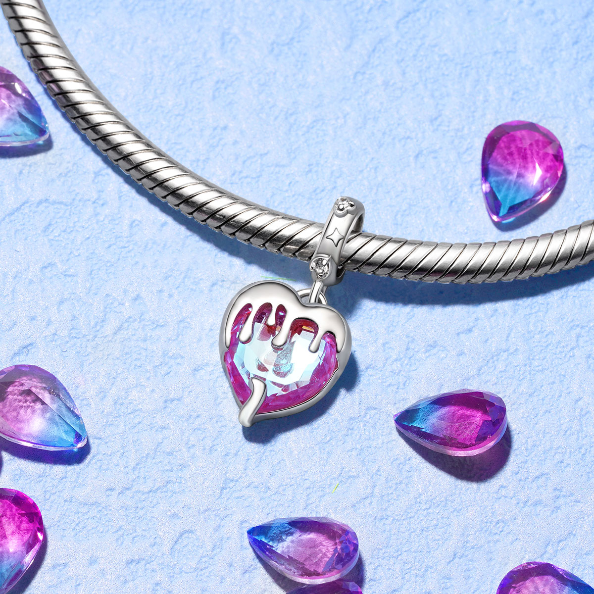 Gnoce Melting Heart Pendant Dangle Charm_3
