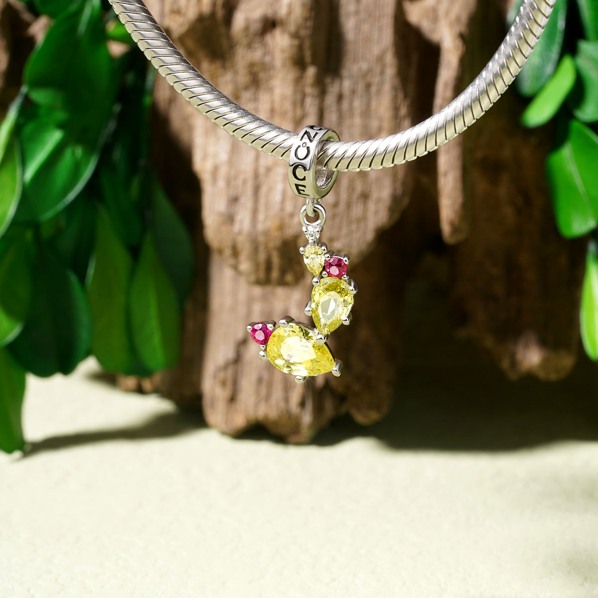 Gnoce Sparkling Cactus Pendant Dangle Charm_3