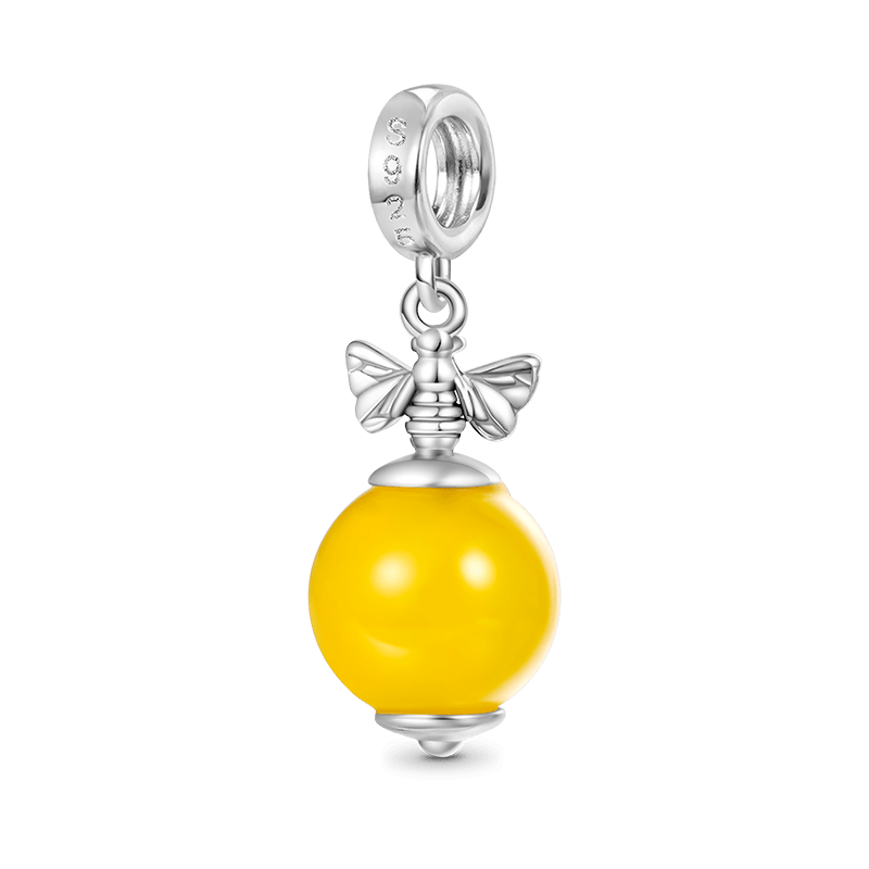 Gnoce Yellow Agate Bee Pendant Dangle Charm_2