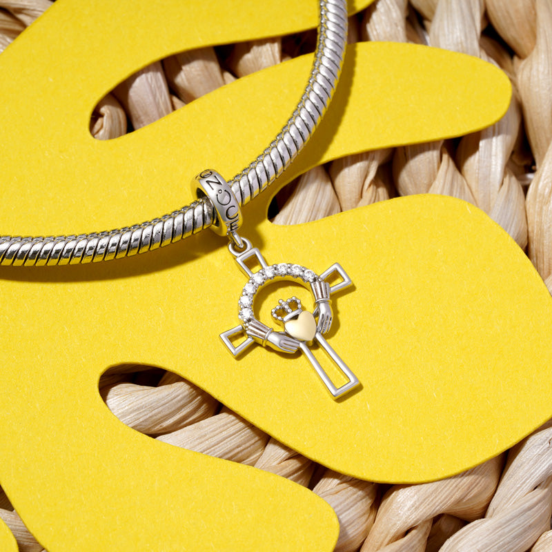 Gnoce Claddagh Cross Pendant Dangle Charm_3