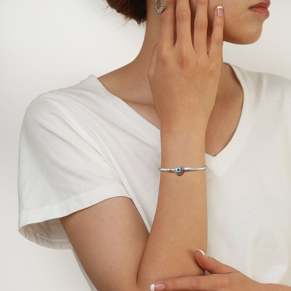 Gnoce Symbol Love Lock Basic Snake Chain Bracelet_4