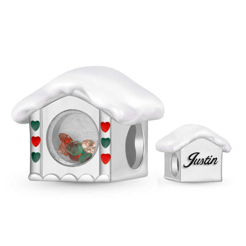 Gnoce Christmas Clear Candy House Engraved Charm_1