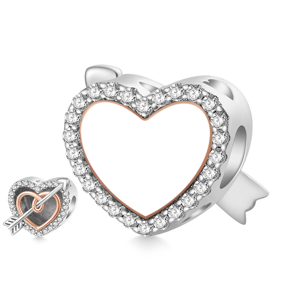 Gnoce encanto grabable corazón flecha Aleación de plata chapada en platino