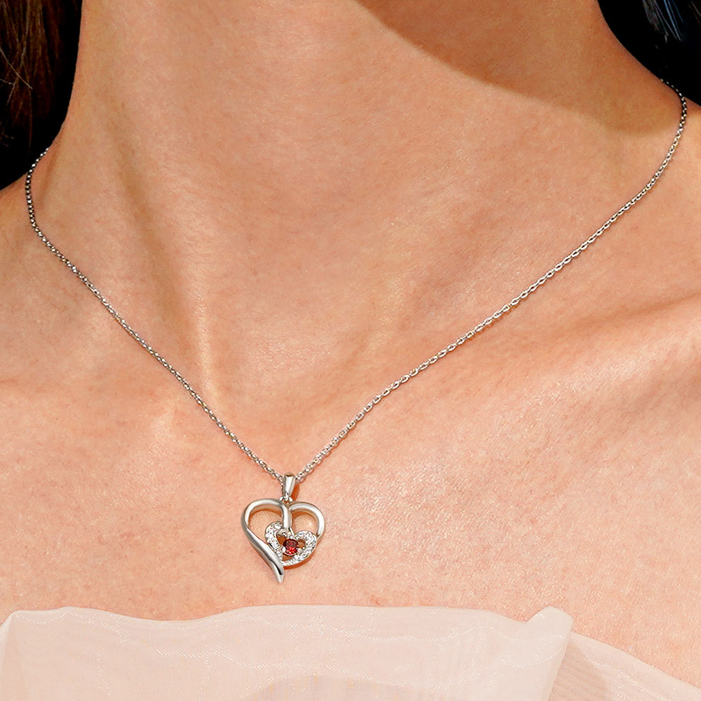 Gnoce Engravable Double Love Birthstone Necklace_6