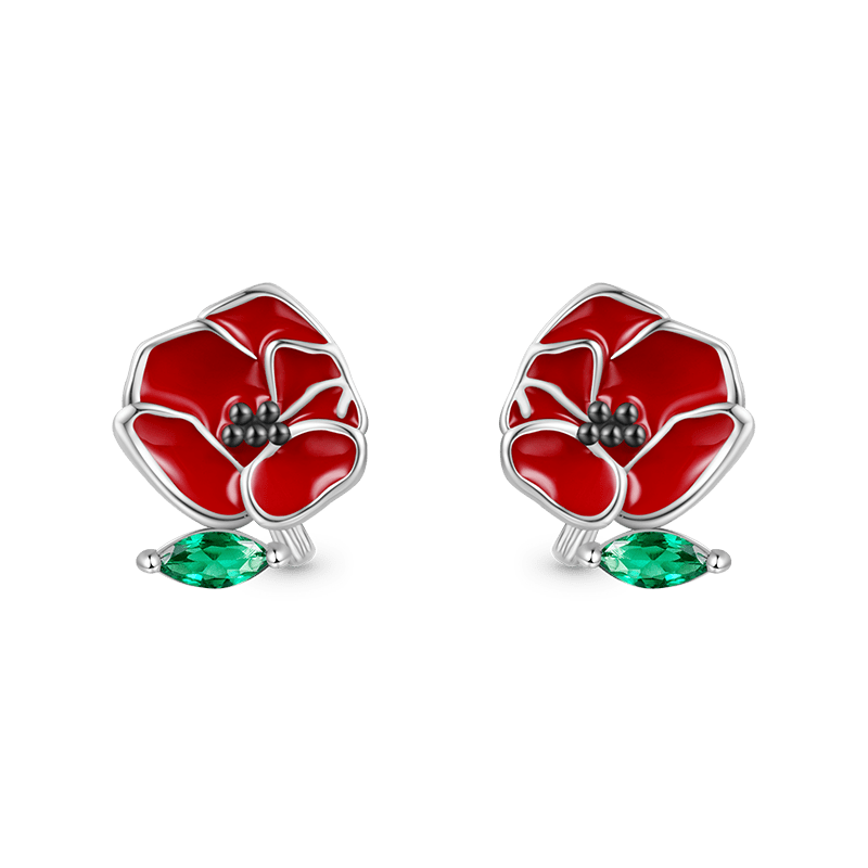Gnoce Birthday Flower Series Poppy Stud Earrings_1