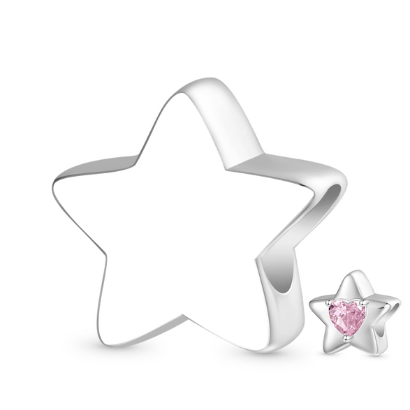 Gnoce Encanto de piedra de nacimiento estrella grabable Aleación de plata chapada en platino