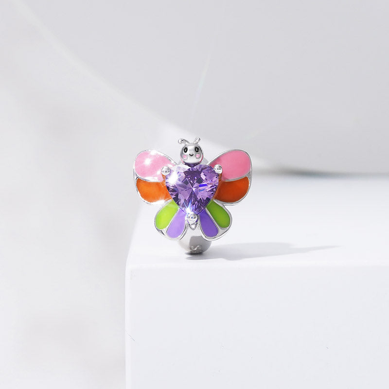 Butterfly Embraces Heart Gemstone Charm Bead Sterling Silver_2