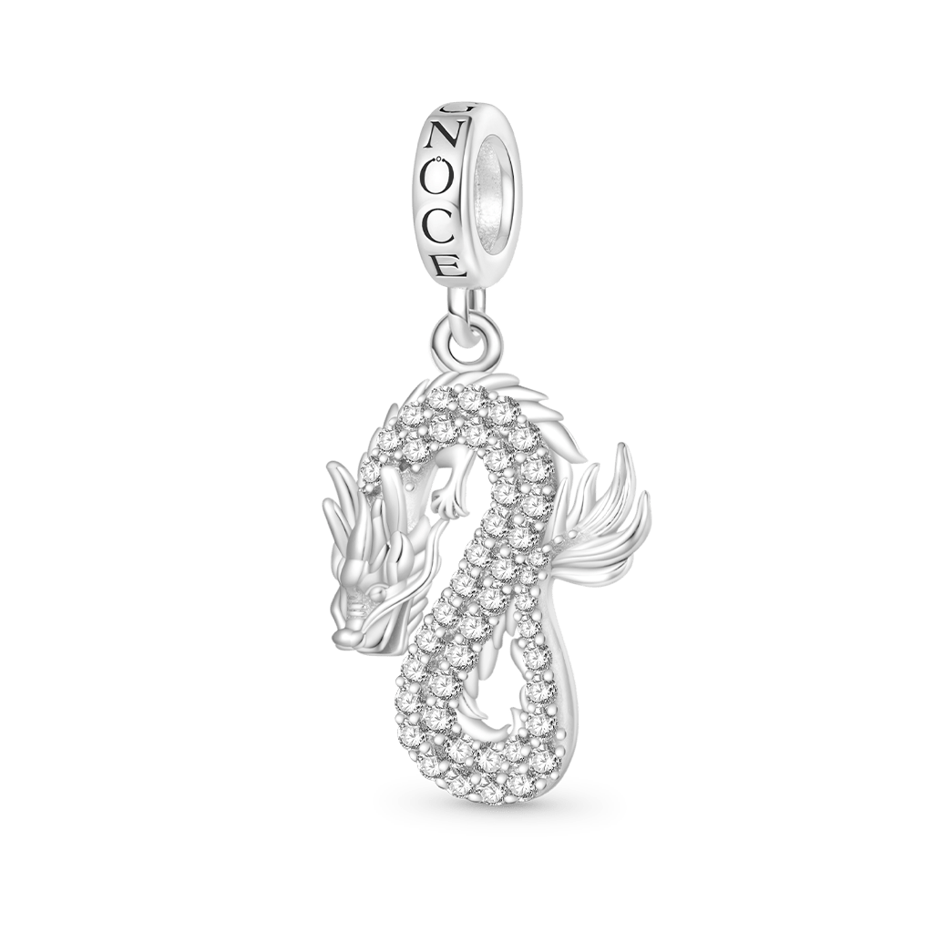 Gnoce Sparkling Silver Dragon Pendant Dangle Charm_1
