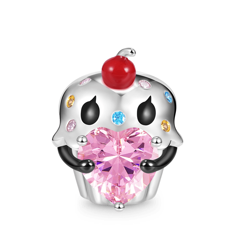 Cupcake Embraces Heart Gemstone Charm Bead 925 Sterling Silver_1