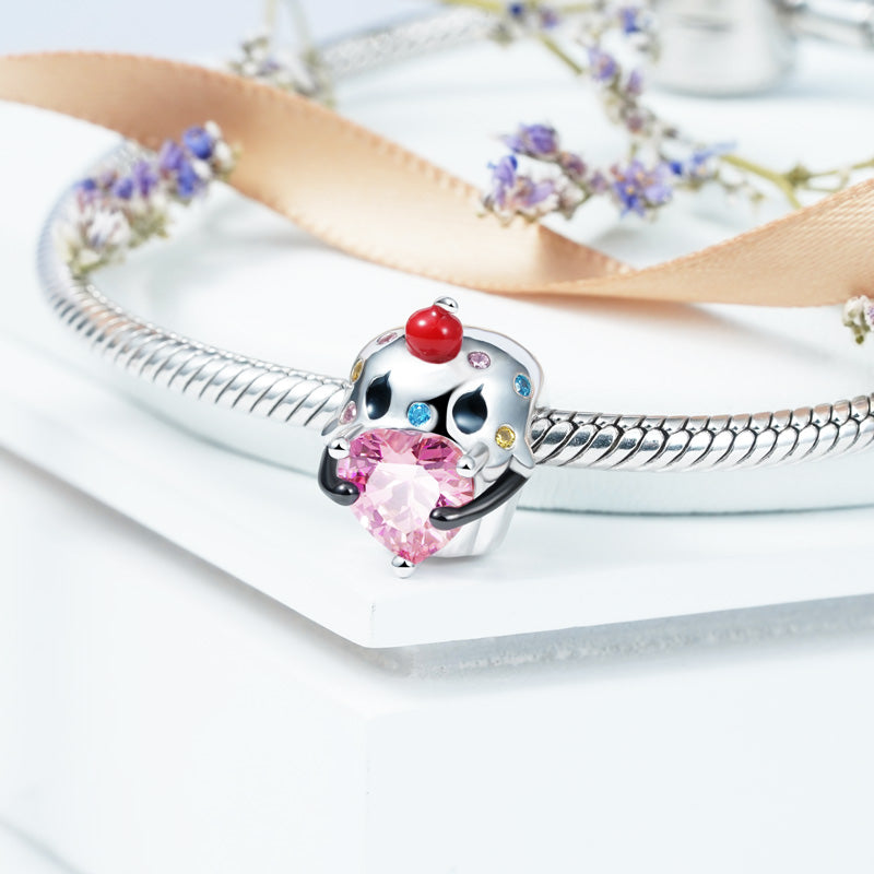 Cupcake Embraces Heart Gemstone Charm Bead 925 Sterling Silver_3