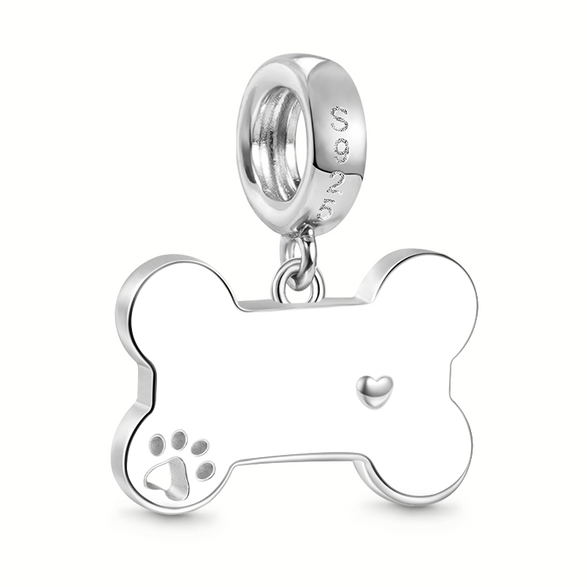 Gnoce "El Perro Ama el Hueso" Encanto Grabable Aleación de plata chapada en platino
