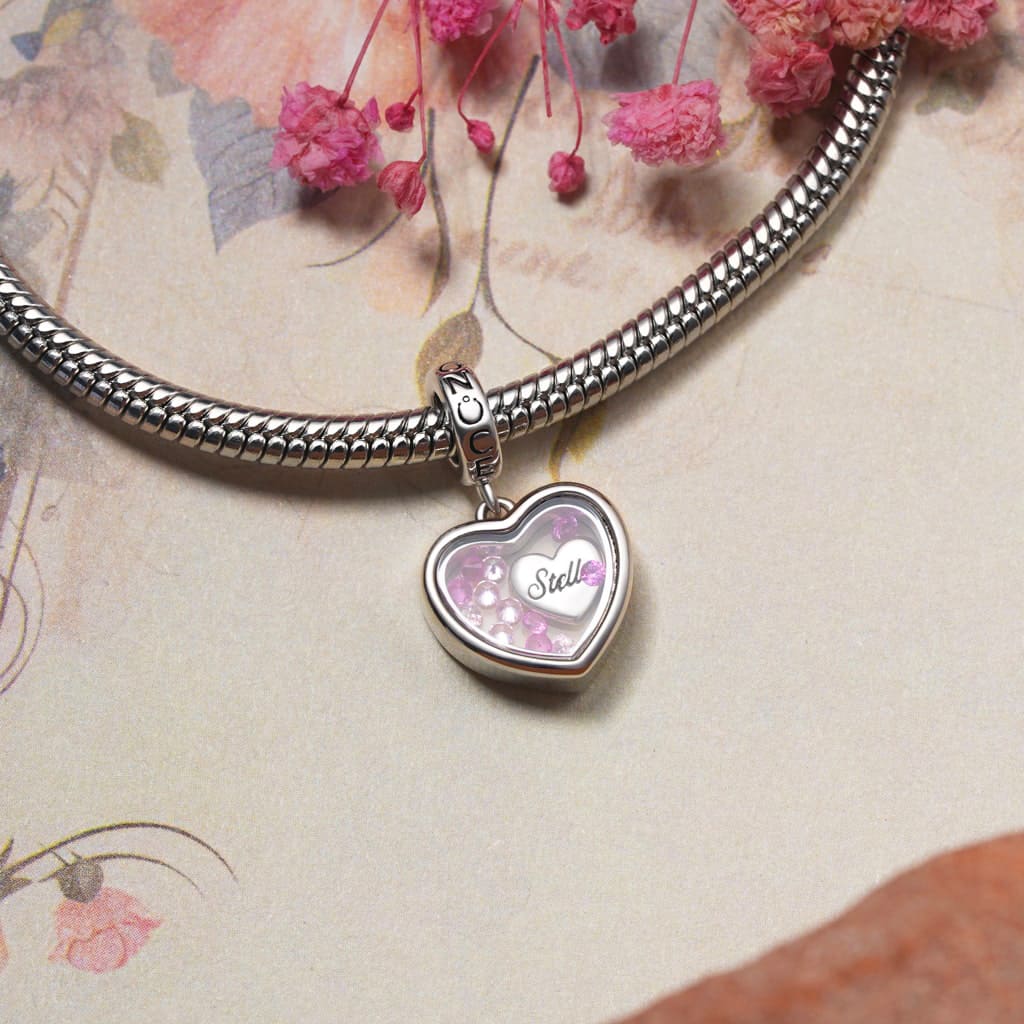 Gnoce Transparent Engravable Heart Pendant Dangle Charm_4