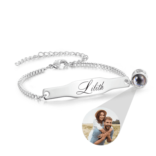 Gnoce Adjustable Projection Couple's Memories Engravable Bracelet_1