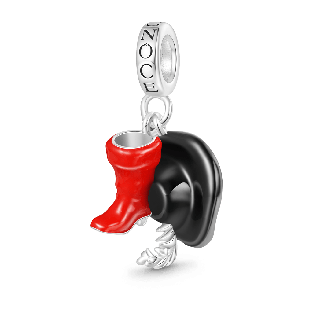 Gnoce Puss In Boots Red Boot & Hat Pendant Dangle Charm_1