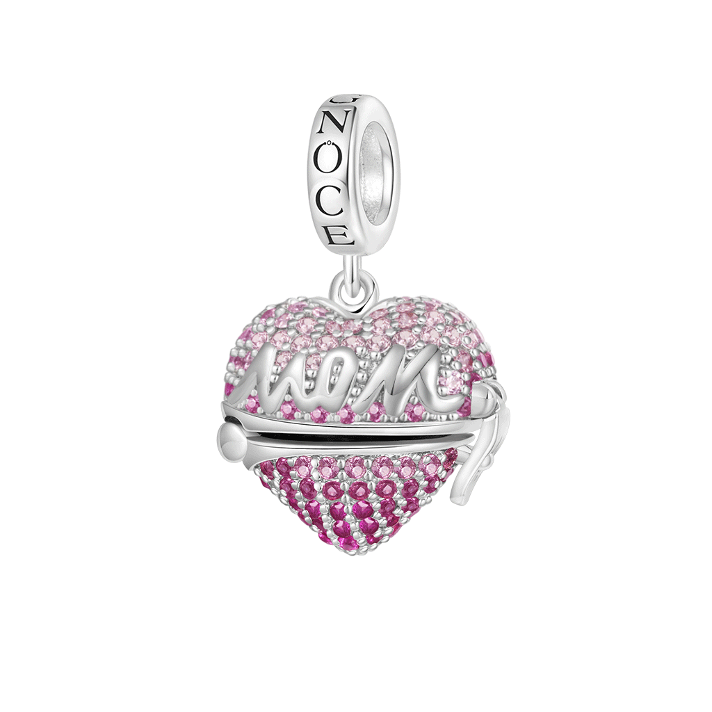 Gnoce Openable 'MOM' Heart Mother's Day Gift Pendant Dangle Charm_1