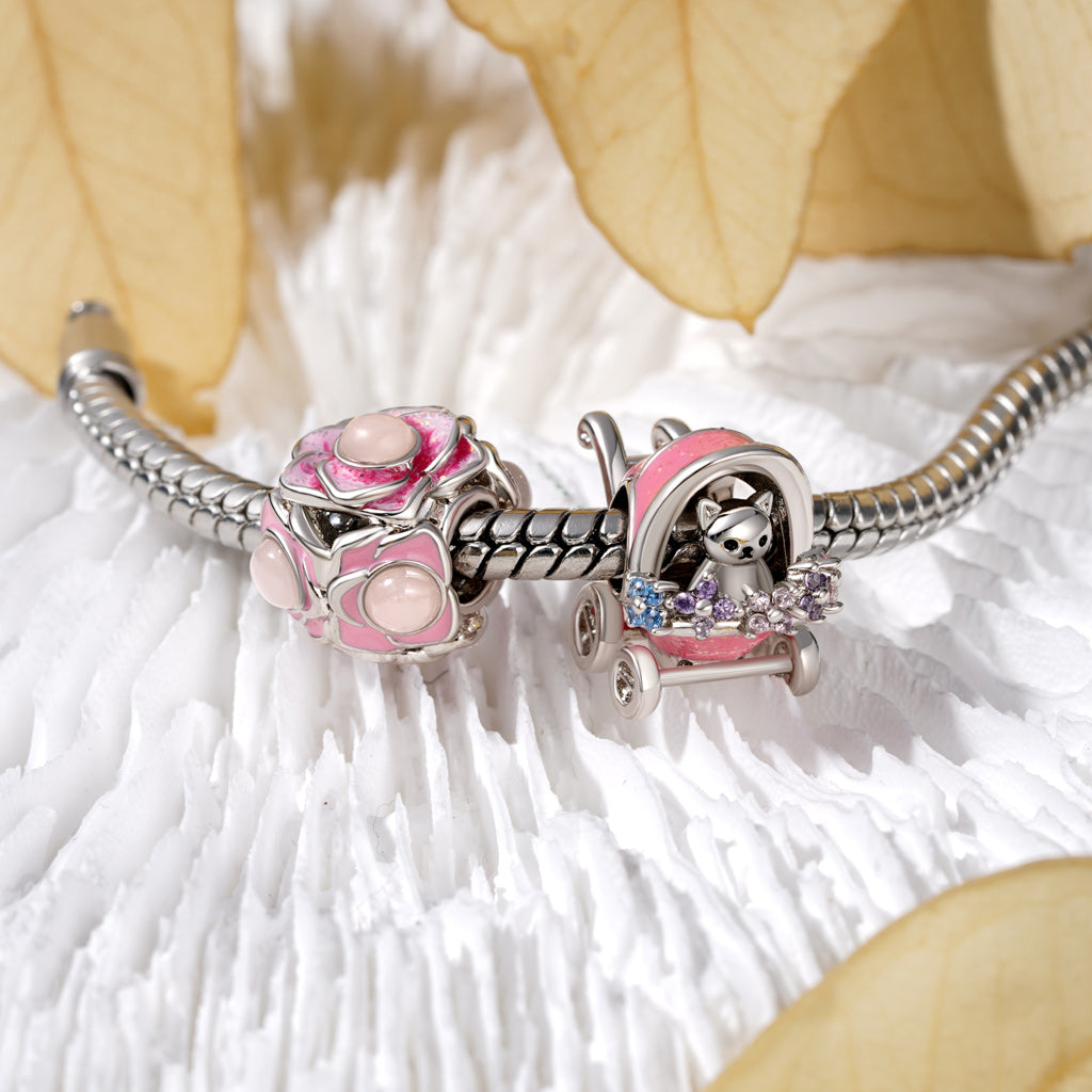 Gnoce Glow-in-the-Dark Pink Flower Ball Charm_4