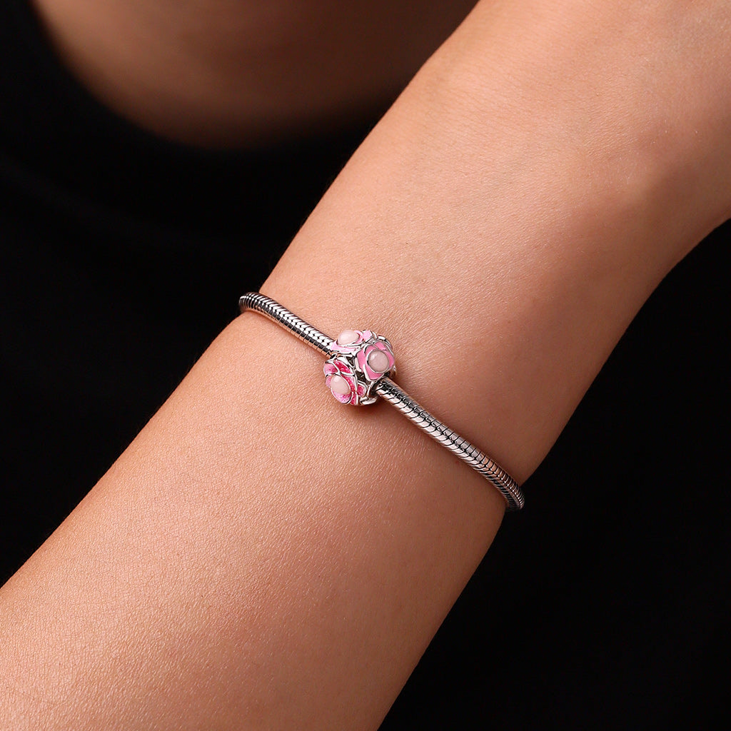 Gnoce Glow-in-the-Dark Pink Flower Ball Charm_6