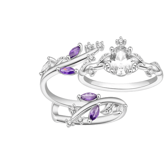 Gnoce Vine Wrap Oval White CZ Stackable Rings_1