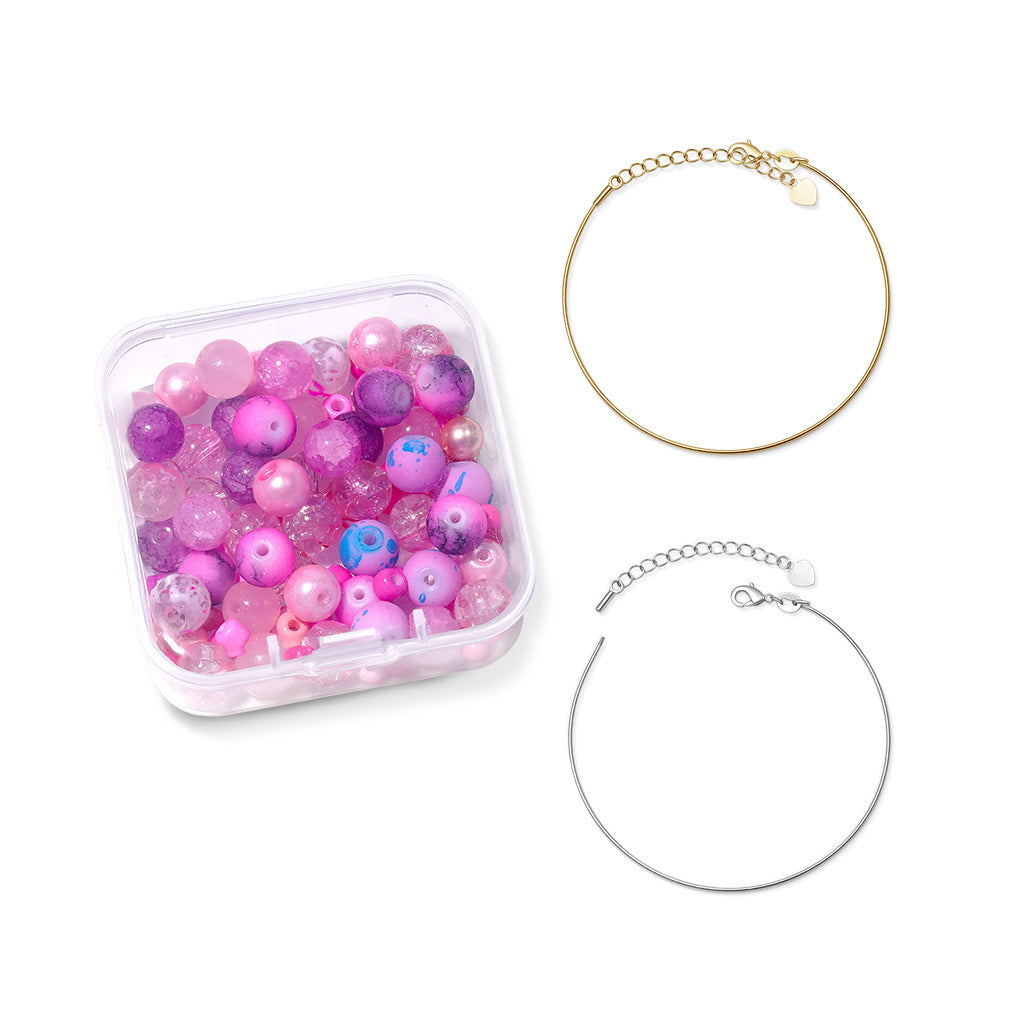 Gnoce DIY Pink Cracked Glass Beaded Bracelet_2