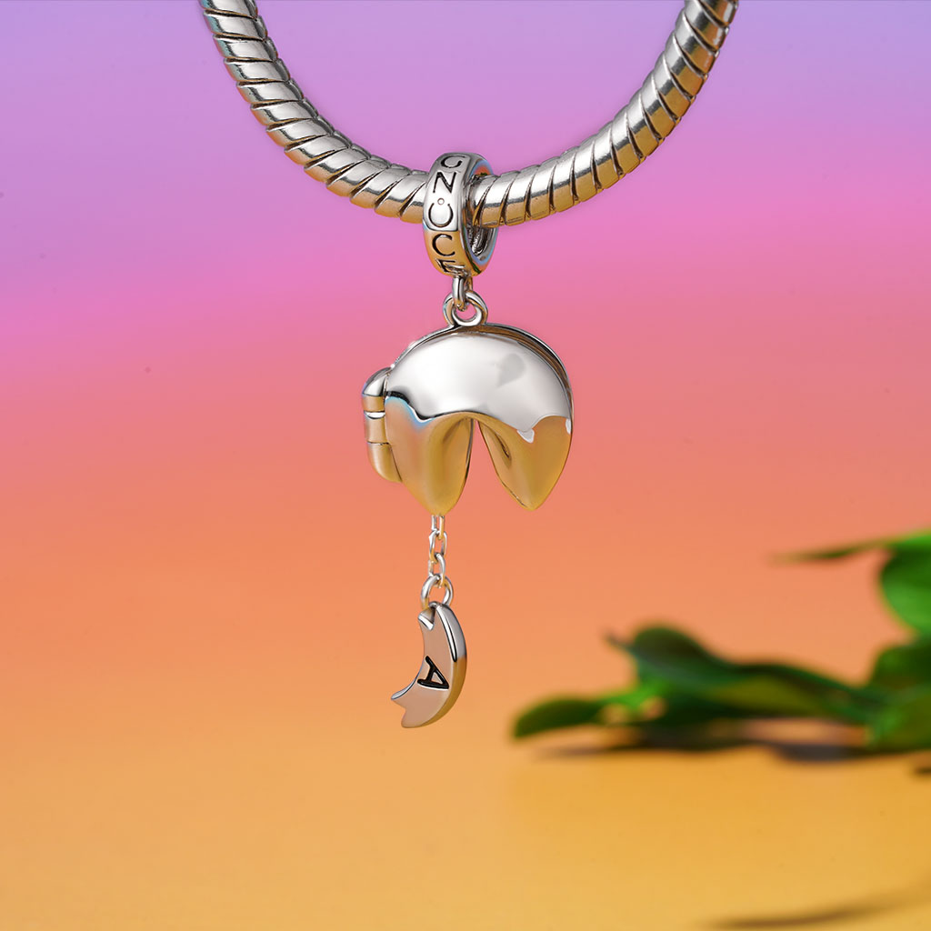 Gnoce Engravable Fortune Cookie Pendant Dangle Charm_5