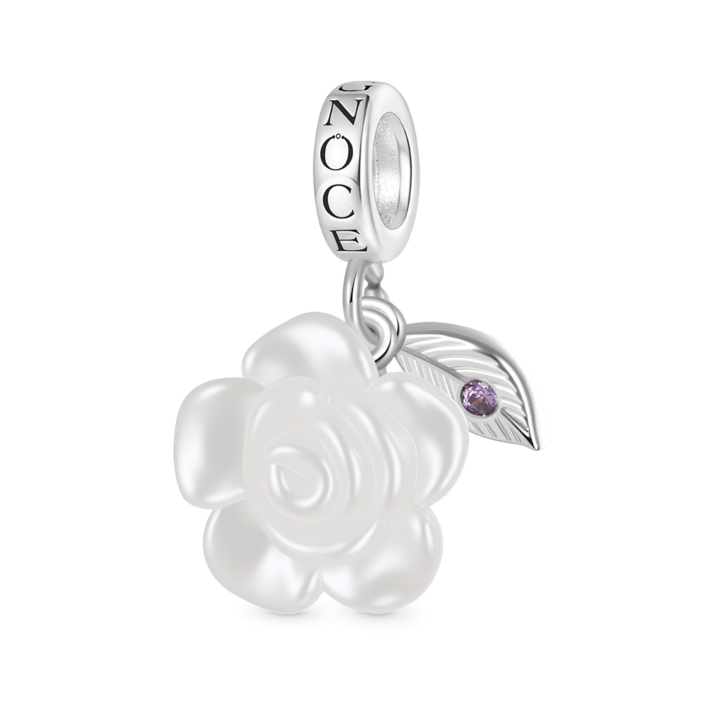 Gnoce Valentine's Day Pearl Rose Birthstone Pendant Dangle Charm_2