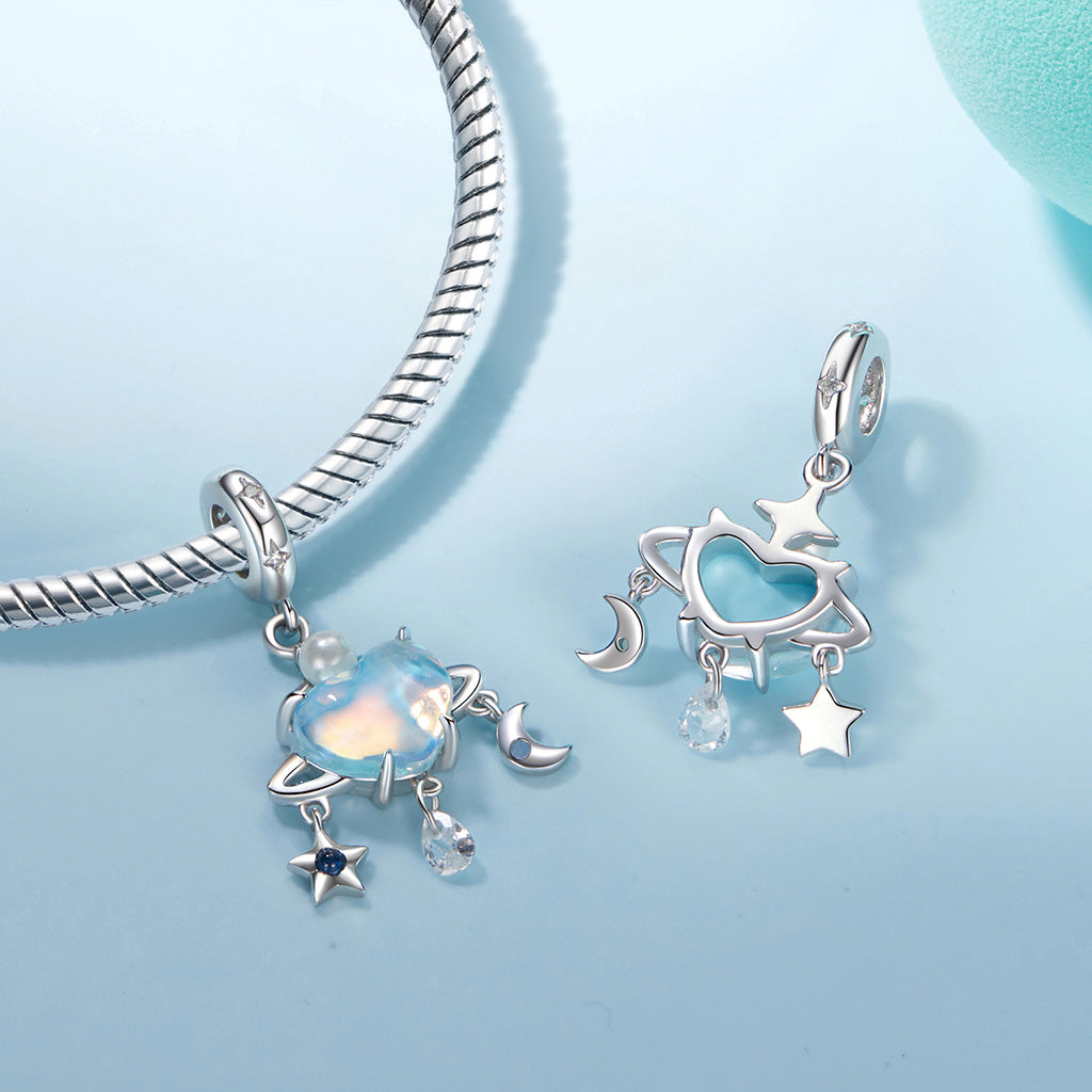 Gnoce Heart Blue Planet Pendant Dangle Charm_2