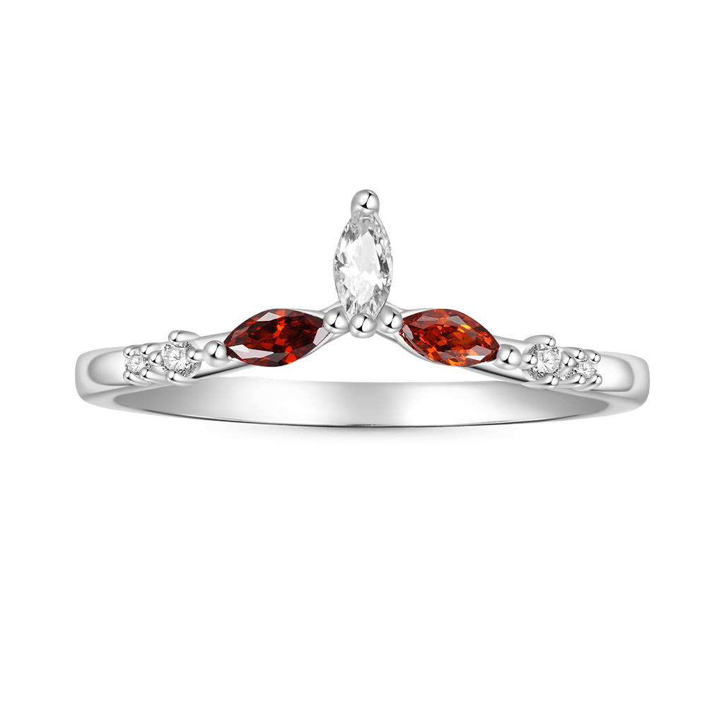 Gnoce Natural Red Garnet Kite Engagement Stackable Rings_4
