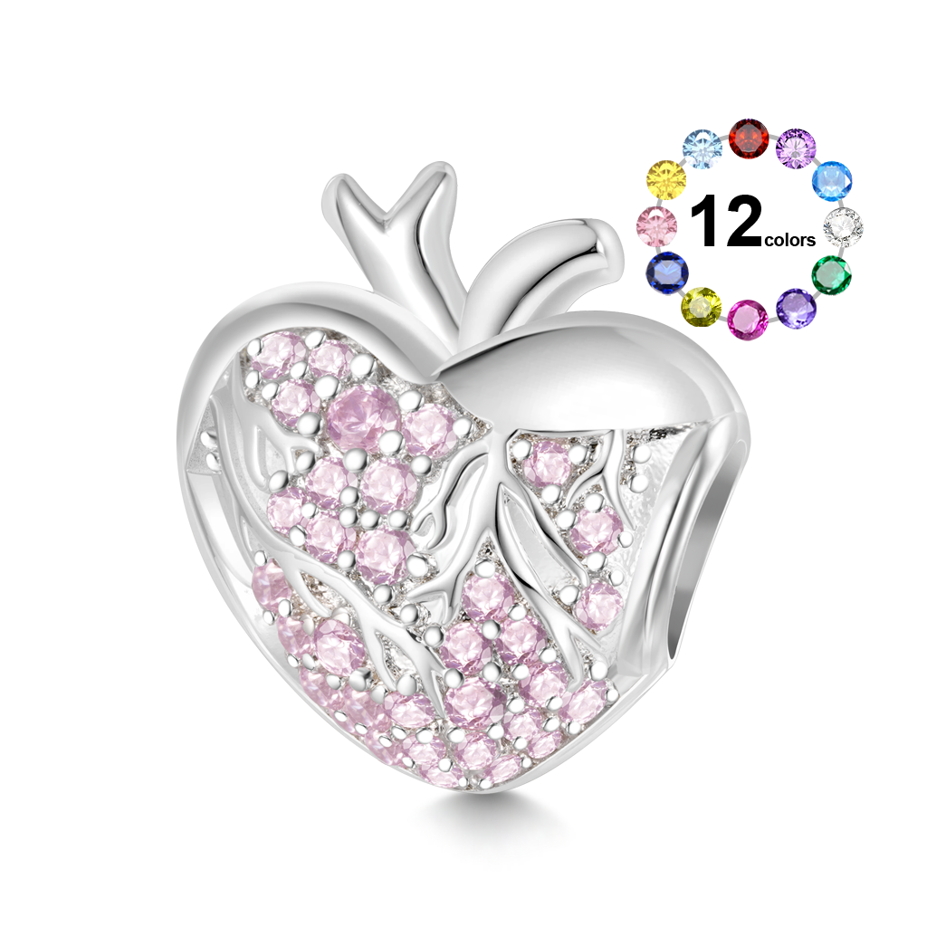 Gnoce Pink Crystal Engravable Heart Charm_1