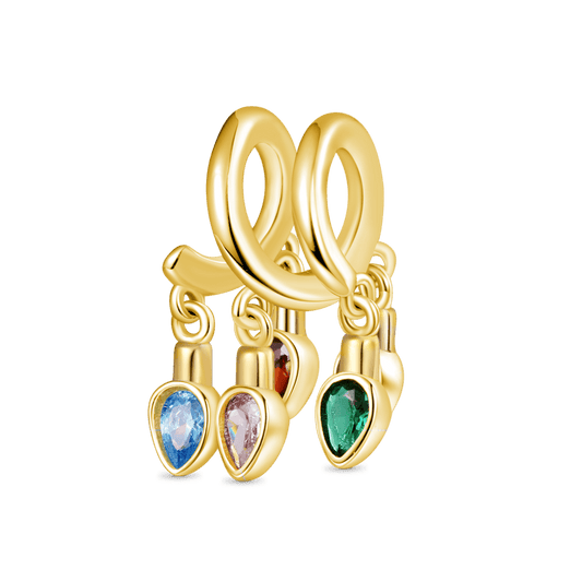 Gnoce 18k Gold Plated Christmas Candle Pear Birthstone Lights Charm_1