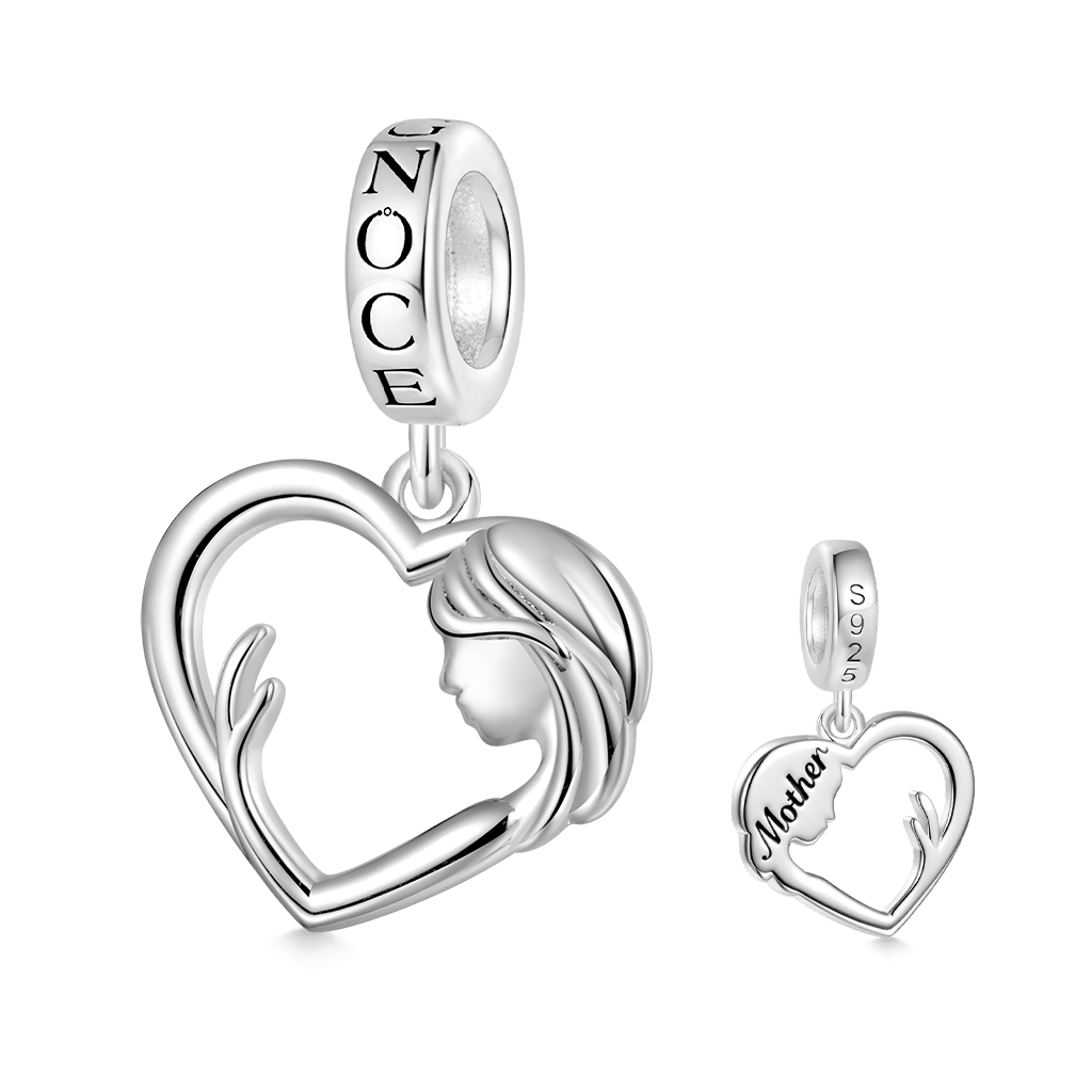 Gnoce Mother's Day Mother Hug Daughter Heart Double Pendant Dangle Charm_3