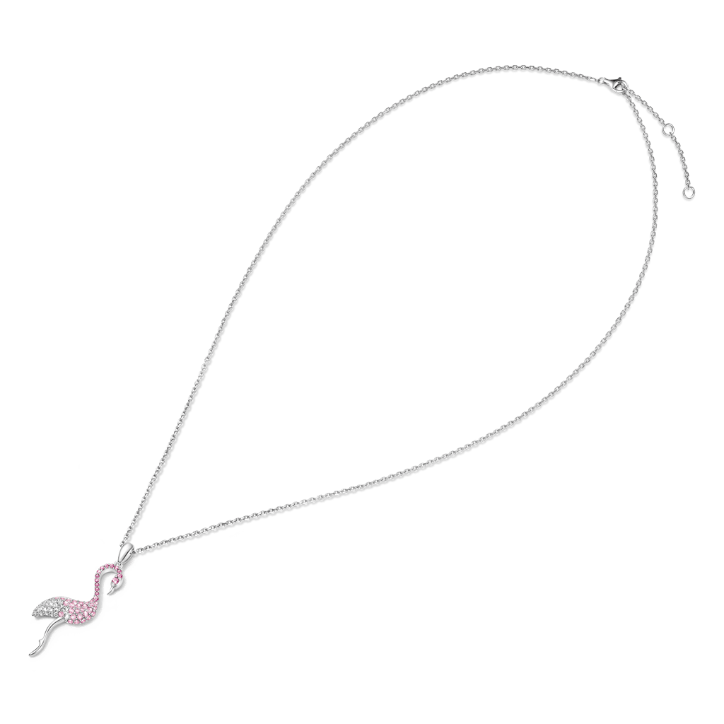 Gnoce Gradient Pink Flamingo Pave Pendant Necklace_3