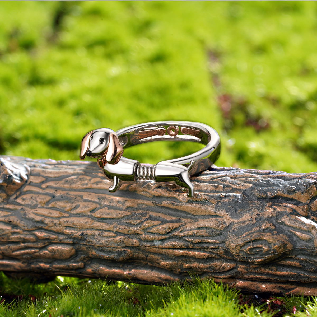 Gnoce Spoof Spring Dachshund Adjustable Ring_3