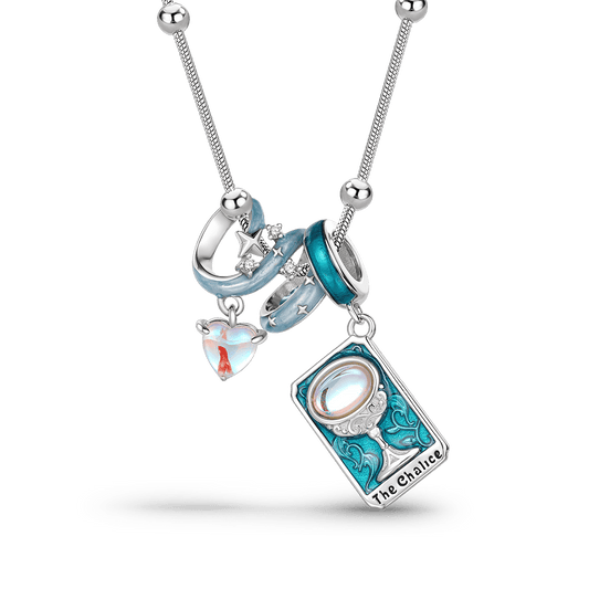 Gnoce Starry Night Heart and the Chalice Tarot Pendant Necklace Set_1