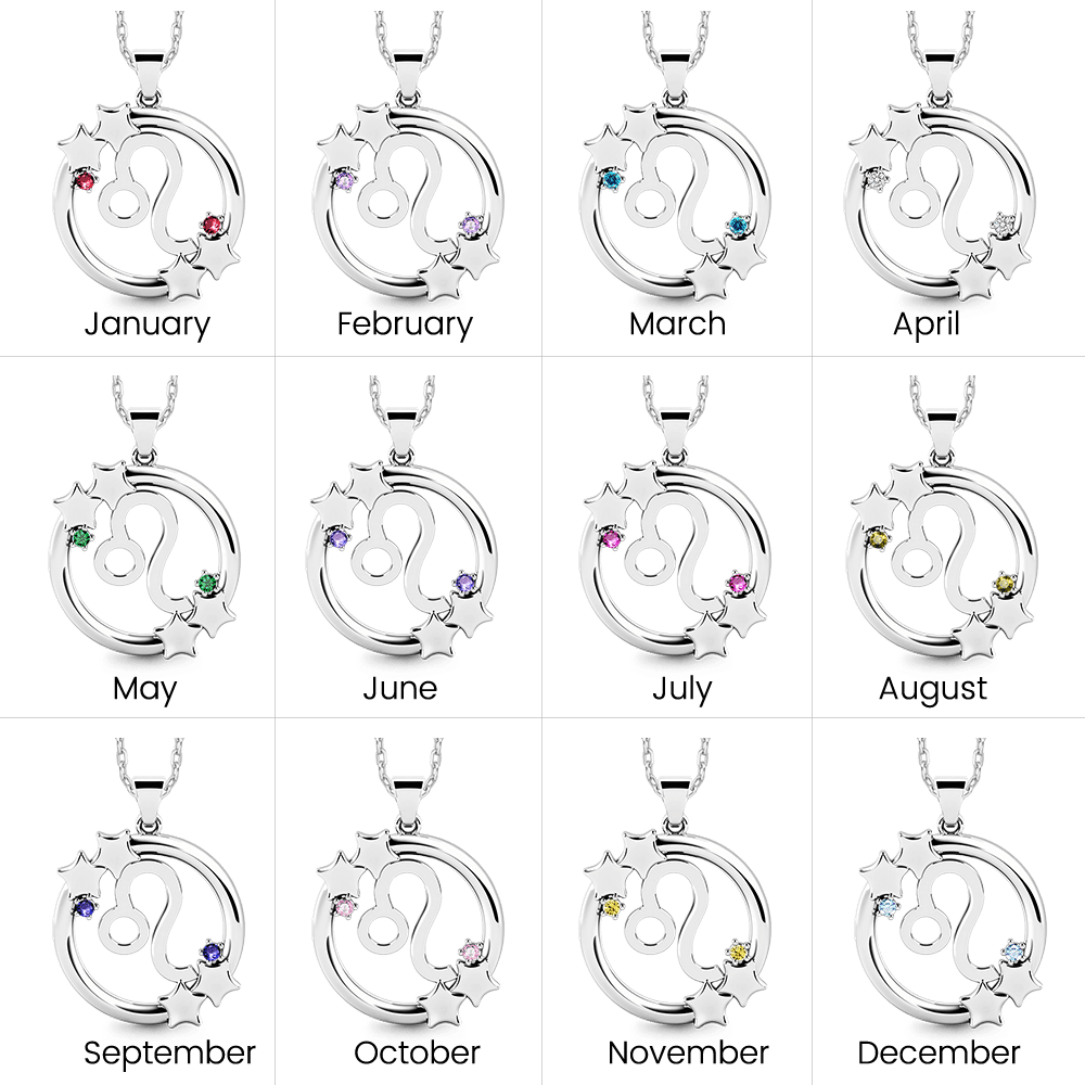 Gnoce Custom Zodiac Necklace with Personalized Birthstones_5