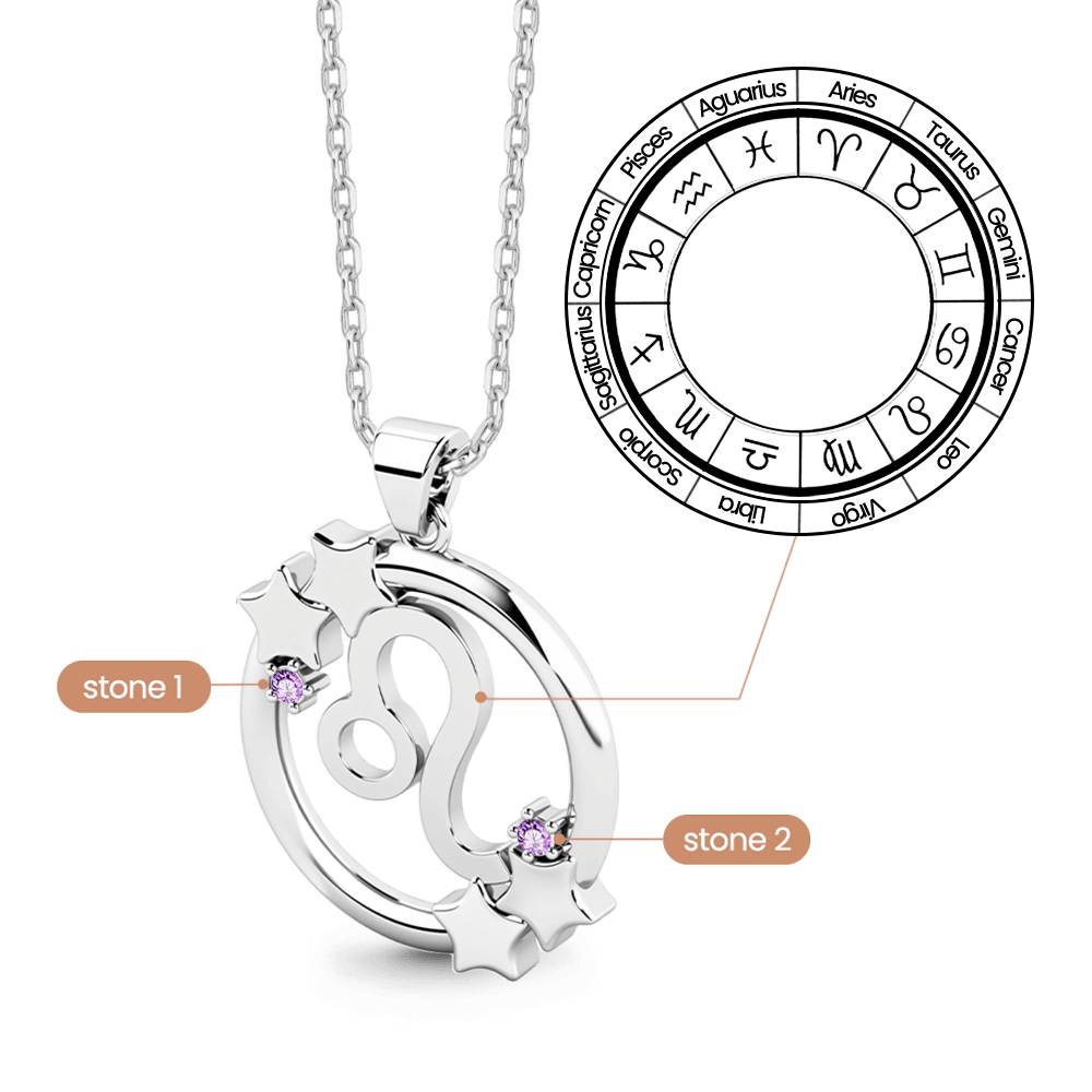 Gnoce Custom Zodiac Necklace with Personalized Birthstones_3